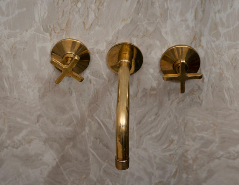 Unlacquered Brass Wall Mounted Bath Faucet