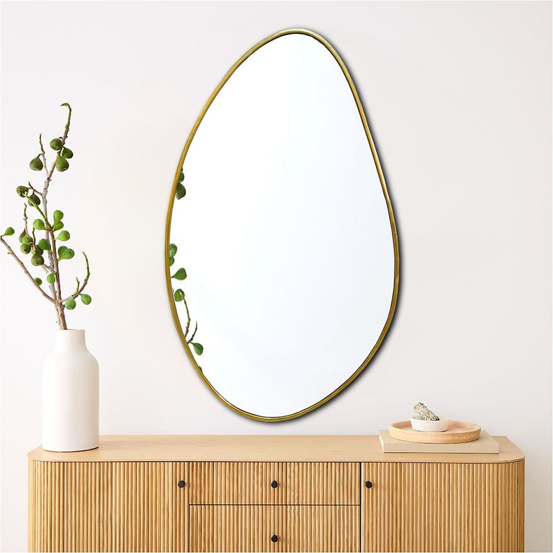 Handmade Asymmetrical Brass Mirror | Unique Home Decor | Artistic Wall Hanging Mirror