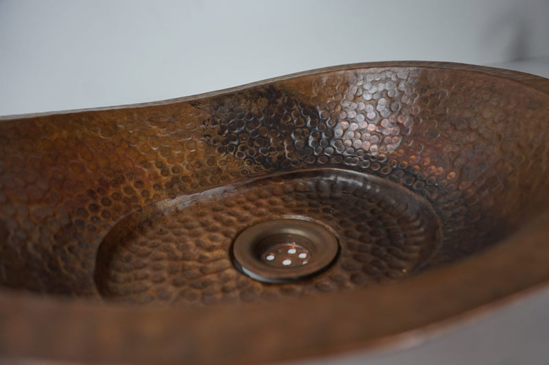 Hammered Rustic Aged Copper Bathroom Vessel Sink