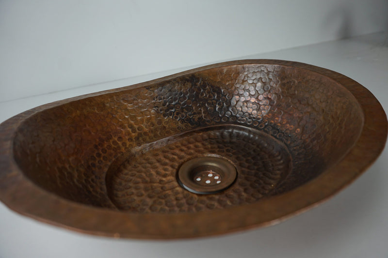 Hammered Rustic Aged Copper Bathroom Vessel Sink