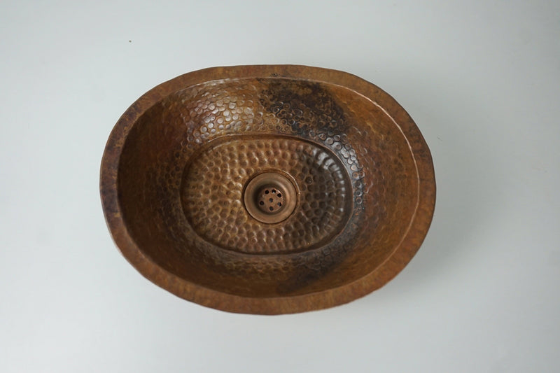 Hammered Rustic Aged Copper Bathroom Vessel Sink