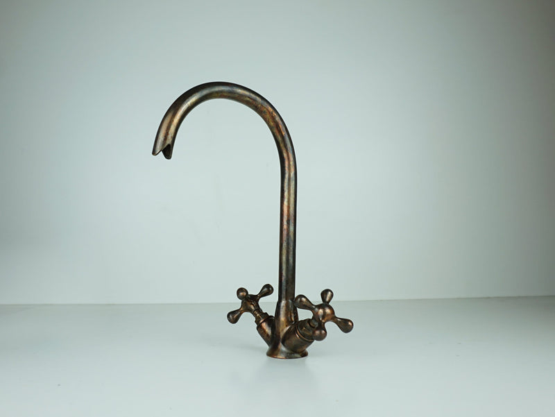 Rustic Brass round Vessel sink with Oil rubbed bronze Faucet