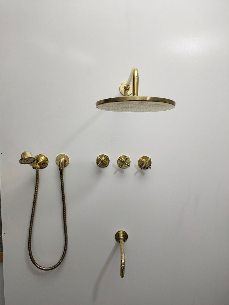 Unlacquered Brass Exposed Shower Set - Shower Tub Faucet for a Luxurious Bath Experience