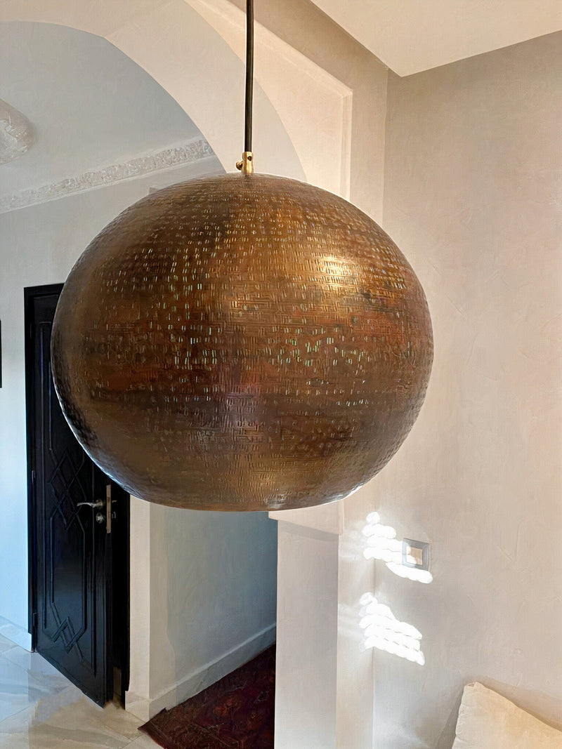 Hammered Copper Kitchen Island Lighting , Aged Copper Pendant Light Fixture