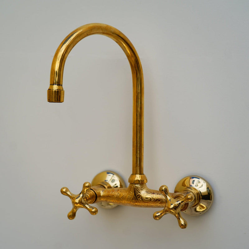 Unlacquered Brass Wall Mount Kitchen Faucet