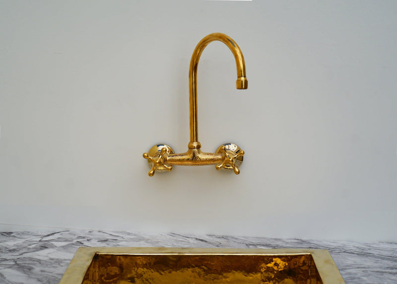 Unlacquered Brass Wall Mount Kitchen Faucet