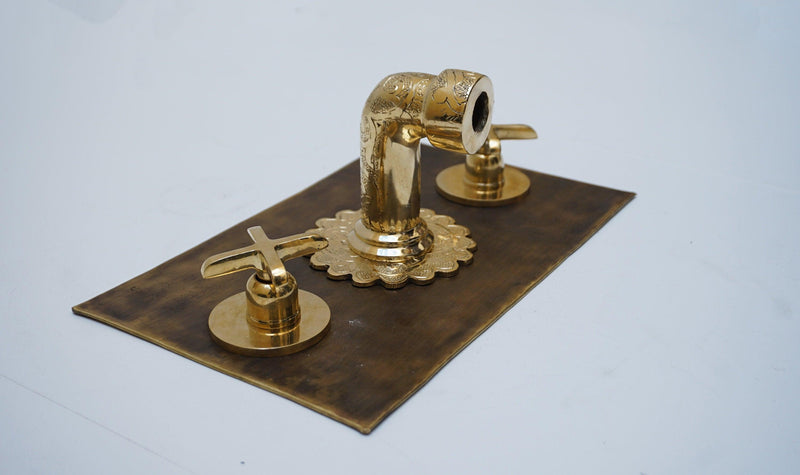 Hammered Patina Brass Wall Mount Sink With Solid Brass Faucet