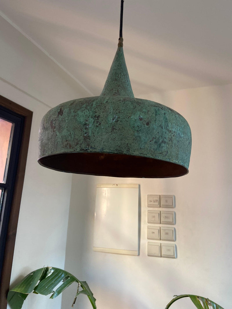 Vintage Oxidized Copper Pendant Light