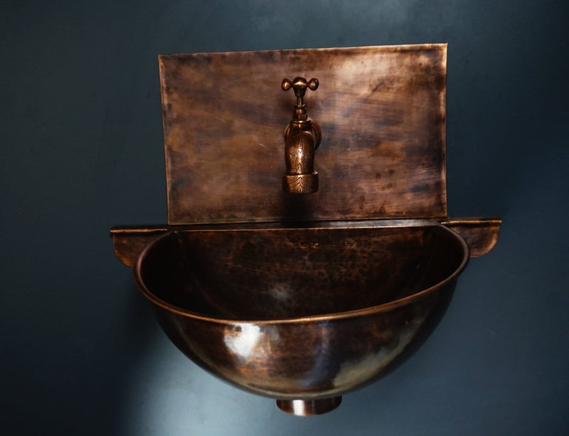 Rustic Copper Wall Mount Vessel Sink Bathroom