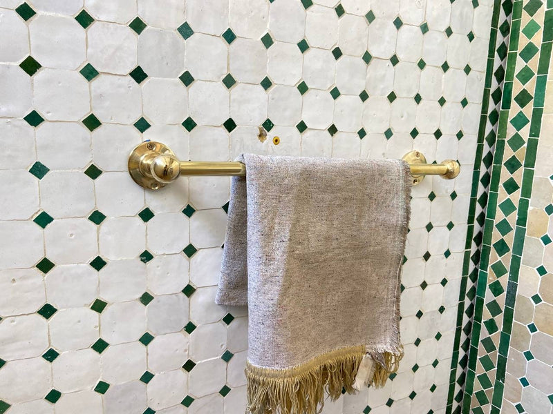 Unlacquered solid Brass Towel Rail Holder