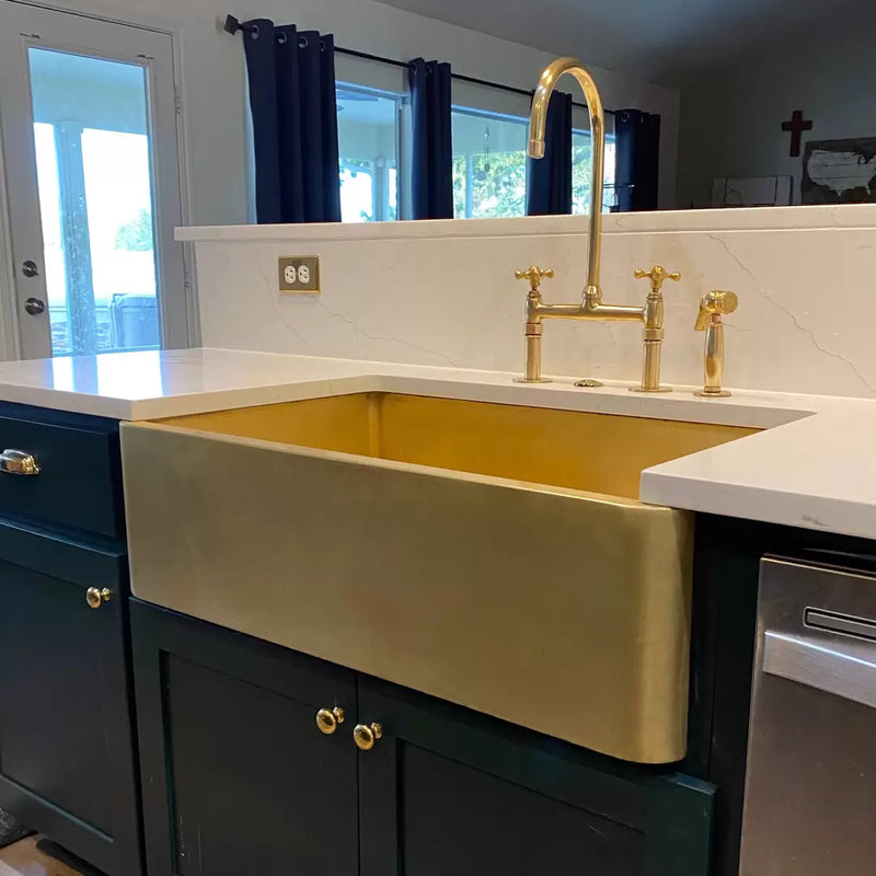 Unlacquered Brass 30" Farmhouse Apron Front Kitchen Sink