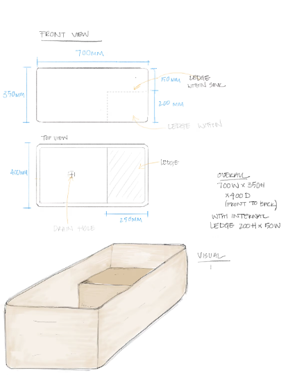 Gobek Natural Stone Troia Light Travertine Rectangular Farm Sink Honed and Filled-Custom