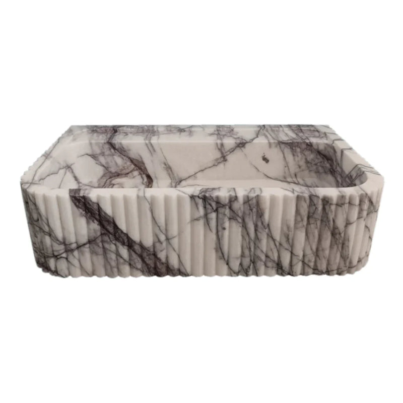 New York Marble Wall-mount Bathroom Sink Ribbed Textured (W)14" (W)24" (H)6"