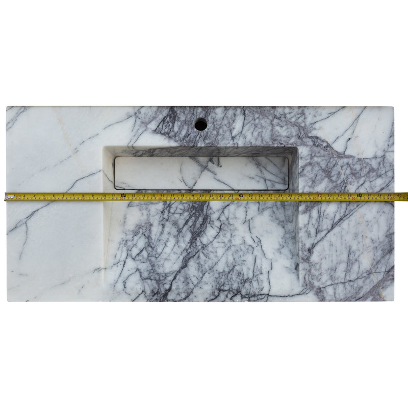 New York Marble Wall-mount Bathroom Sink Hidden Drain Polished (W)20" (L)40" (H)8"