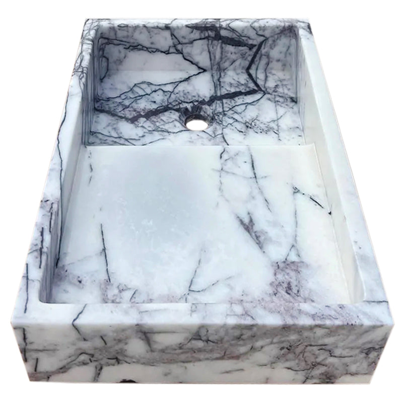 New York Marble Wall-mount Bathroom Sink Polished (W)16" (L)24" (H)5" side view