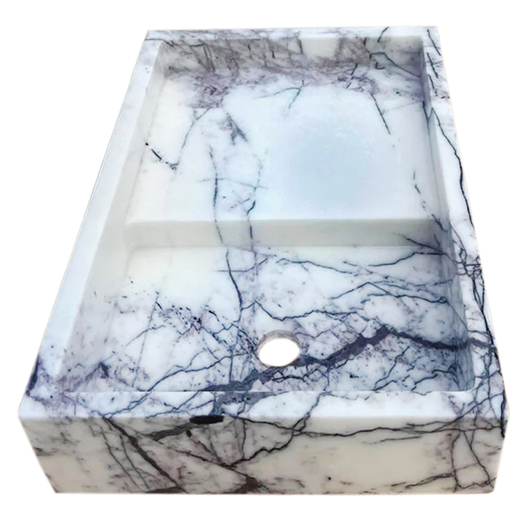 New York Marble Wall-mount Bathroom Sink Polished (W)16" (L)24" (H)5" side view