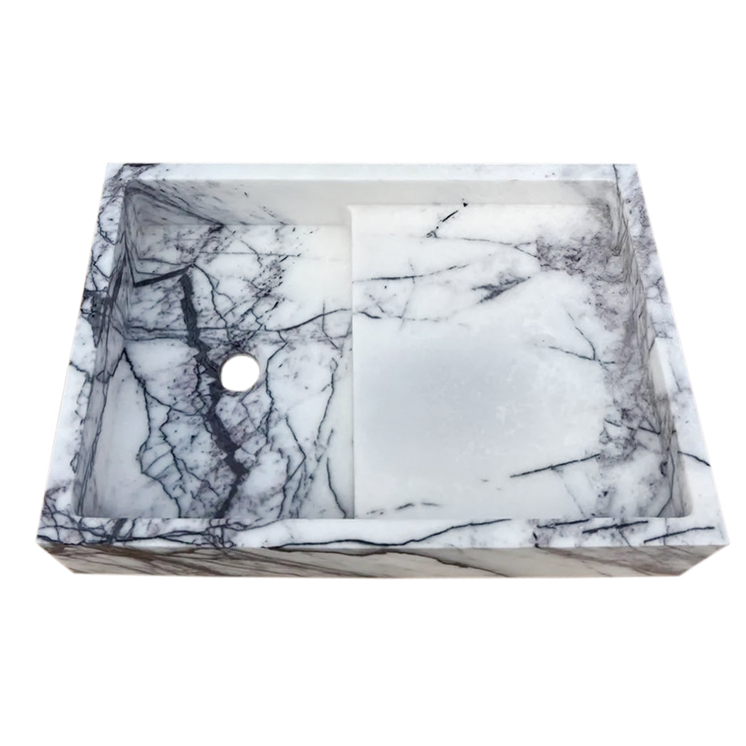 New York Marble Wall-mount Bathroom Sink Polished (W)16" (L)24" (H)5" top angle view