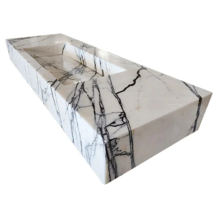 New York Marble Wall-mount Bathroom Sink Hidden Drain Polished (W)16" (W)43" (H)6"