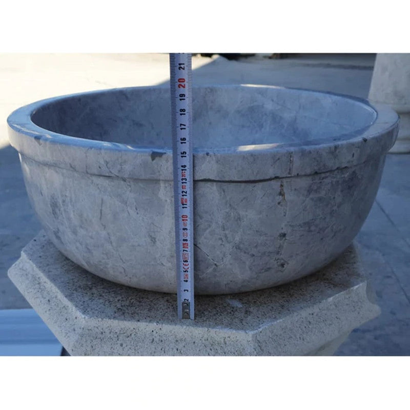 Natural Stone Sirius Silver Marble Self-Rimming Vessel Sink Polished (D)16" (H)6"