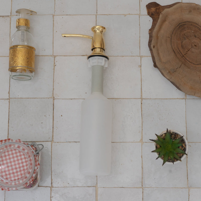 Soap Dispenser, Unlacquered Brass, Kitchen Sink Soap Dispenser