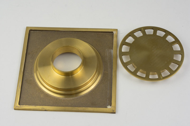 Solid Brass Floor Drain, Unlacquered Square Shower Drain