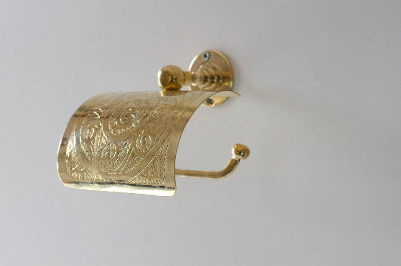 Solid Brass Toilet Paper Holder, Handcrafted Powder Room Roll Holder