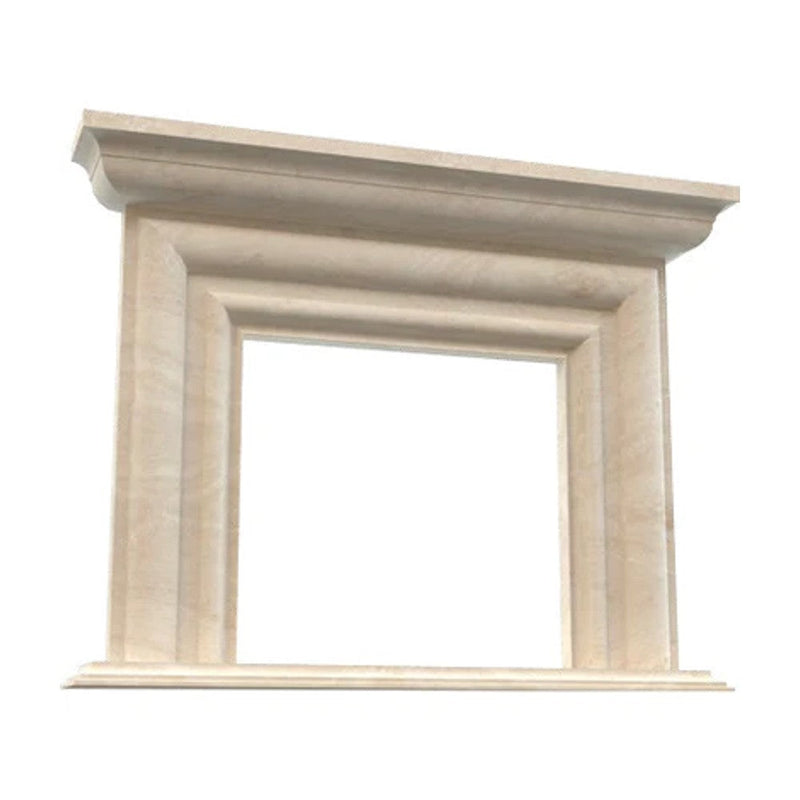 Troia Light Travertine Modern Hand-carved Fireplace Surround