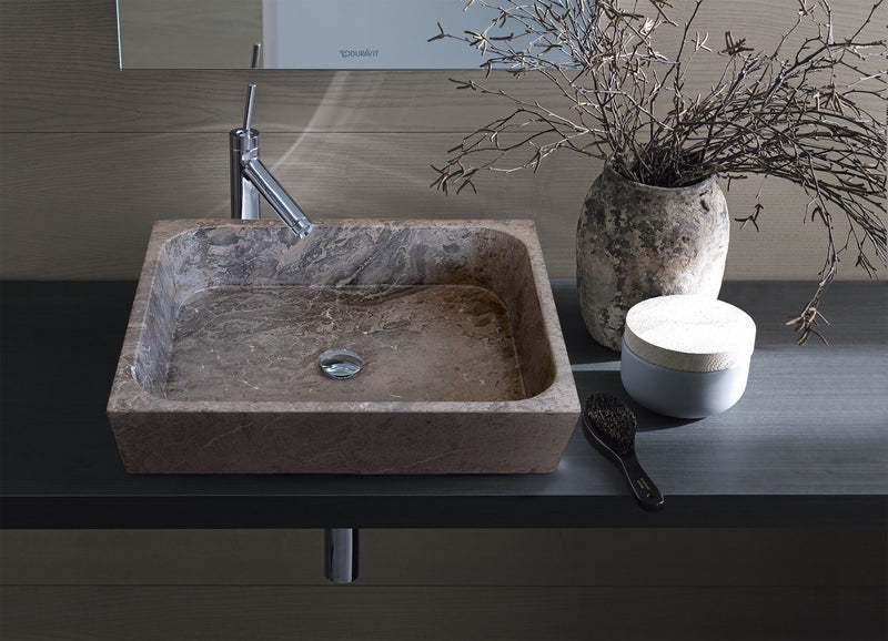 Gobek Tundra Gray Marble Farmhouse Rectangular Sink