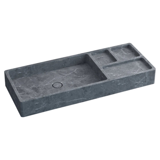 Tundra Gray Marble Rectangular Wall-mount Sink (W)16" (L)40" (H)5" angle view