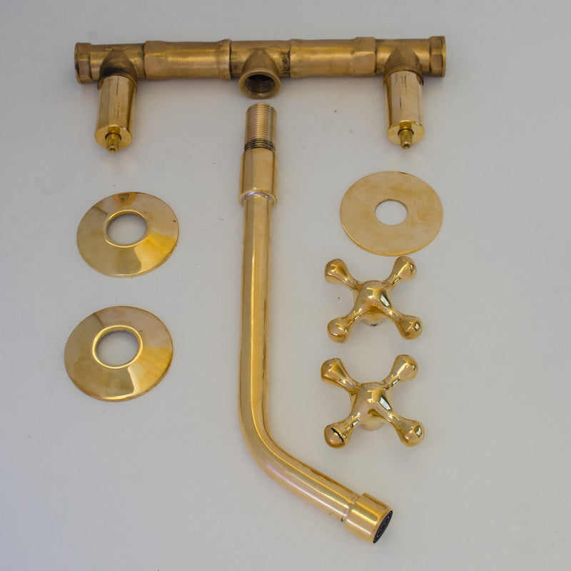 Unlacquered Brass Faucet- Wall Mount Bathroom Sink Faucet