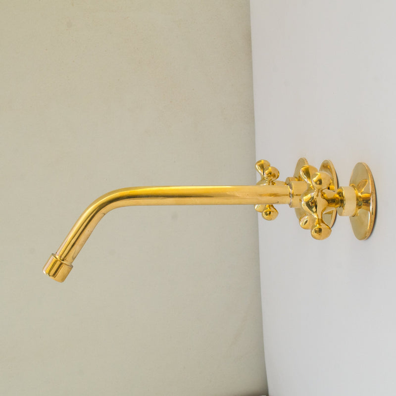 Unlacquered Brass Faucet- Wall Mount Bathroom Sink Faucet