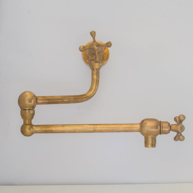 Unlacquered Brass Pot Filler,  Aged Brass Faucet, Stove Faucet