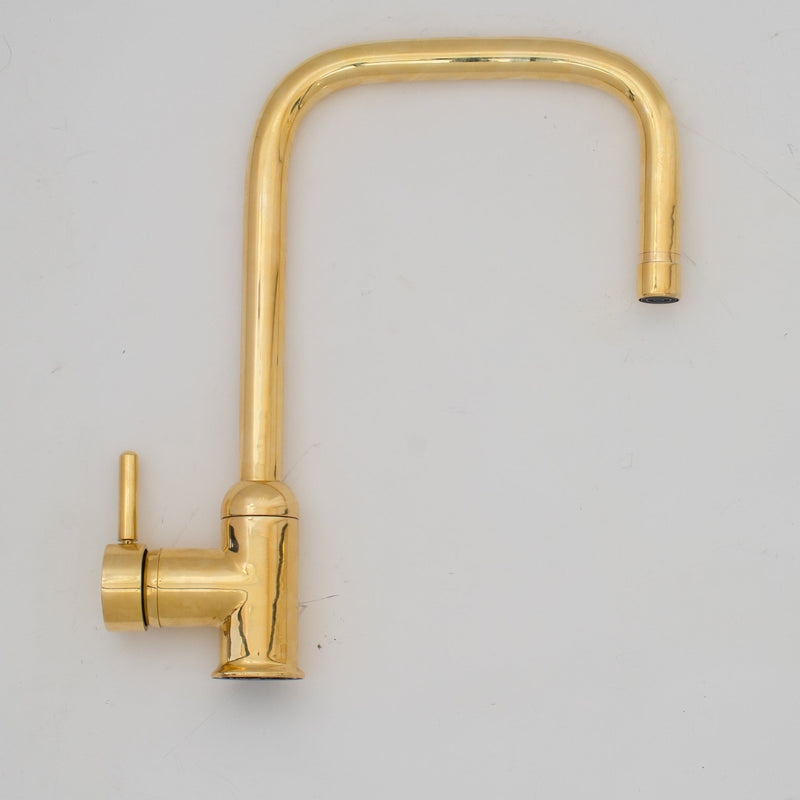 Unlacquered Brass Single Hole Kitchen Mixer Tap, Brass Single Handle Island Faucet