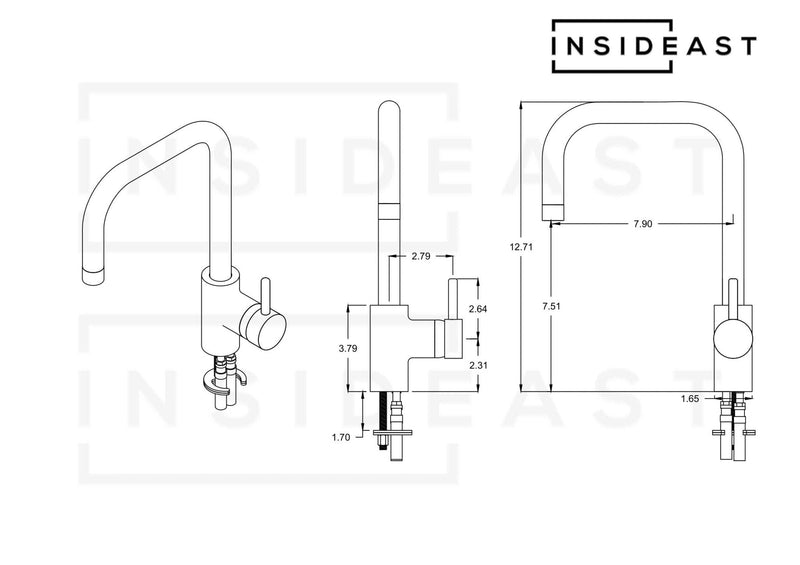 Unlacquered Brass Single Hole Kitchen Mixer Tap, Brass Single Handle Island Faucet