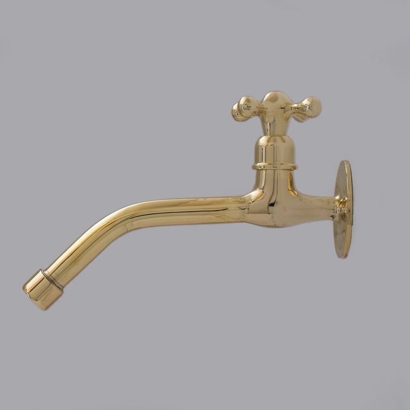 Unlacquered Brass Wall Mount Cold Water Tap, Wall Mount Single Hole Faucet