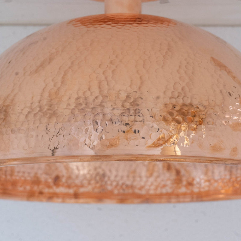 Unlacquered Copper Ceiling Light, Hammered Copper Flush Mount Light, Copper Ceiling Pendant