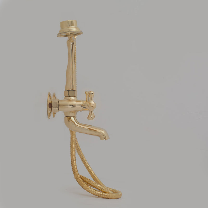 Unlacquered Solid Brass Telephone Tub Filler with Handheld