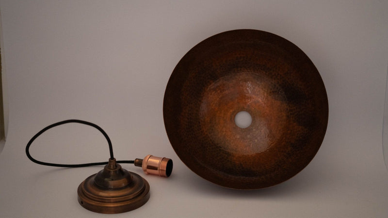 Vintage Copper Pendant Light, Oxidized Dome Ceiling Light, Kitchen Island Hanging Light Fixture