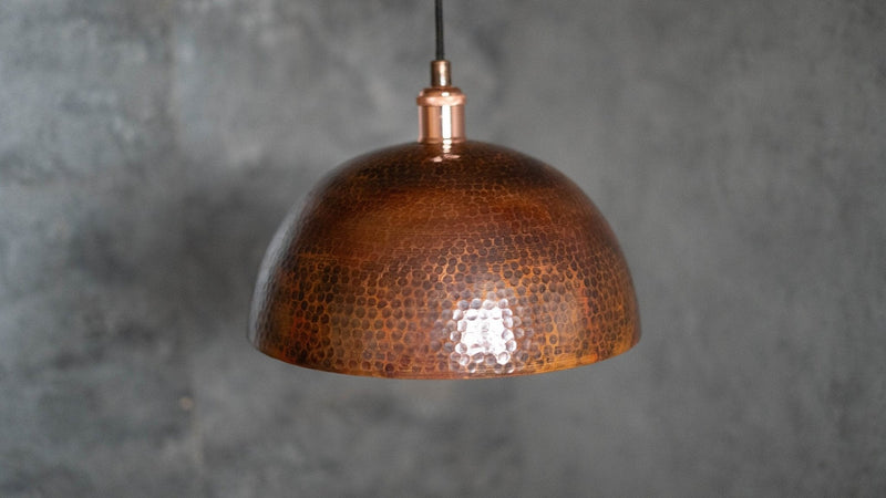 Vintage Copper Pendant Light, Oxidized Dome Ceiling Light, Kitchen Island Hanging Light Fixture