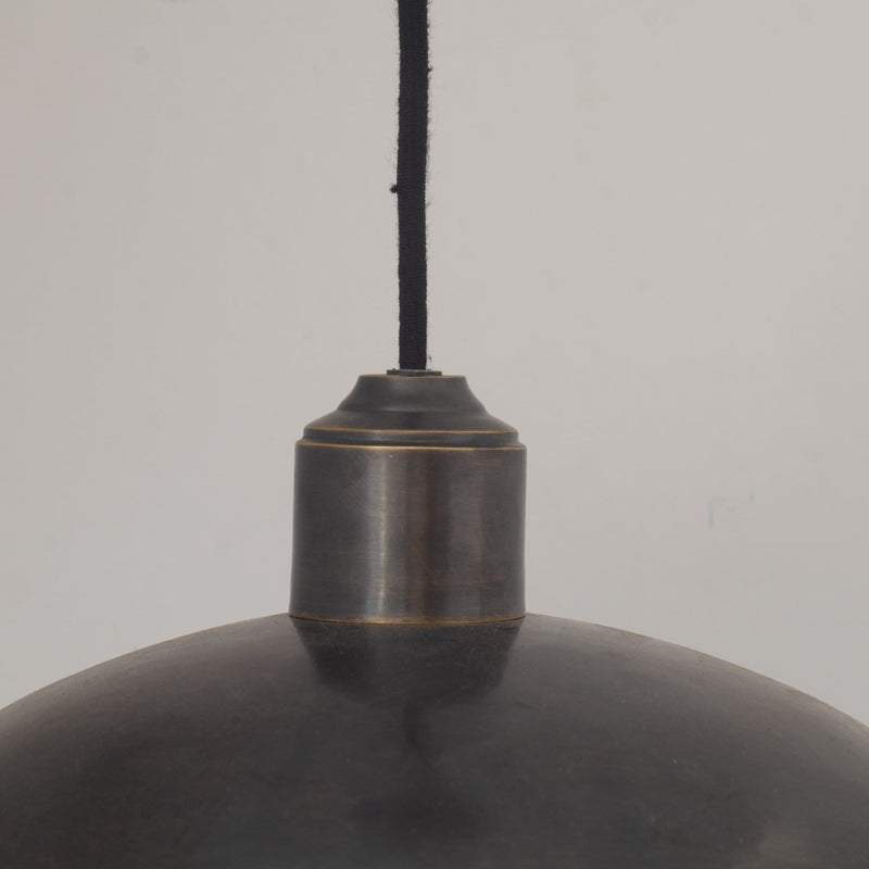 Vintage Solid Brass Pendant Light, Dome Ceiling Light, Oiled Finish