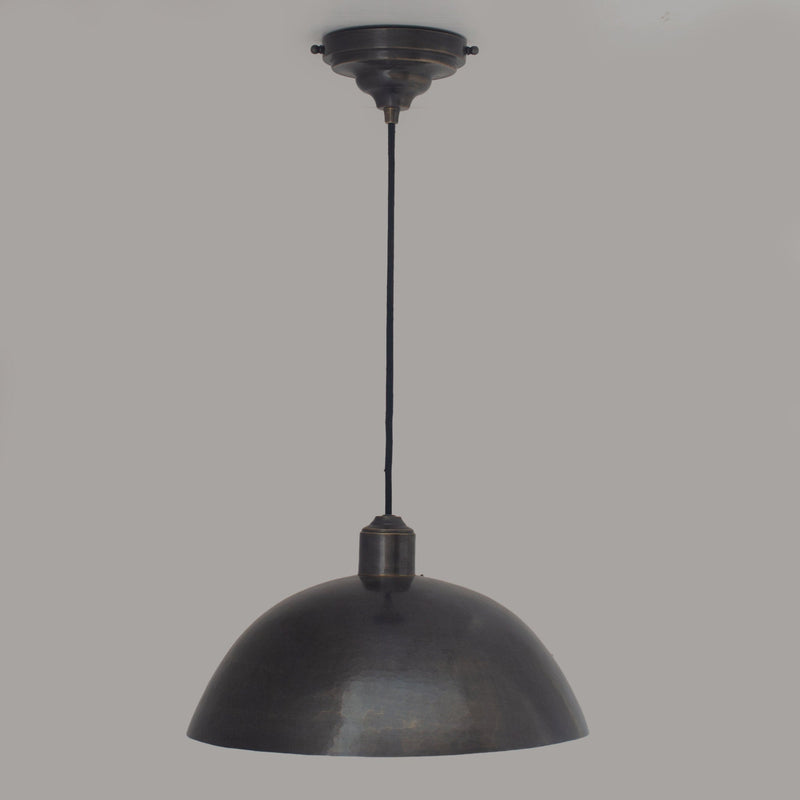 Vintage Solid Brass Pendant Light, Dome Ceiling Light, Oiled Finish