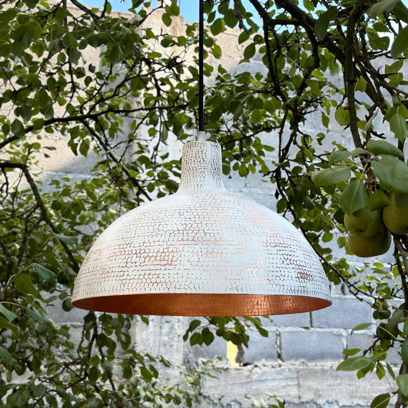 Copper Ceiling Light Shades - White Exterior Kitchen Island Lighting - Xira 