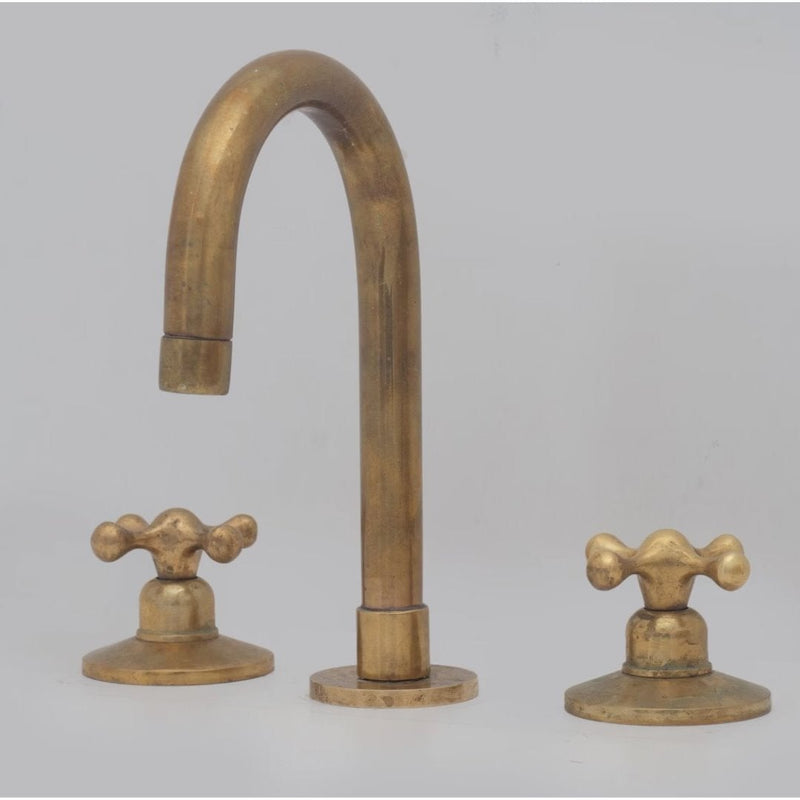 Deck Mounted Unlacquered Brass Faucet, Vanity Sink Faucet, Antique Brass Bathroom Faucet