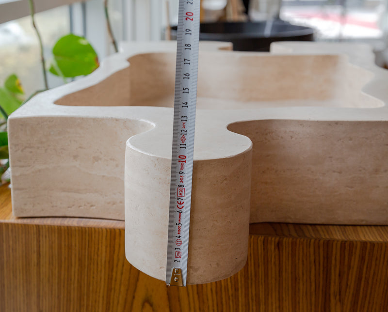 Gobek Natural Stone Beige Travertine Above Counter Puzzle Shape Sink