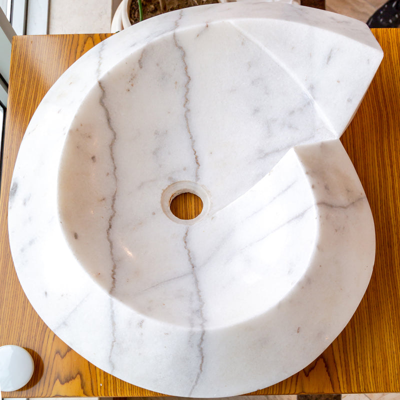 Gobek Carrara Marble Helix Shape Stone Sink Polished