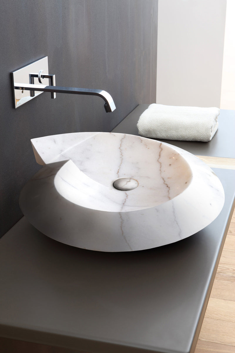 Gobek Carrara Marble Helix Shape Stone Sink Polished