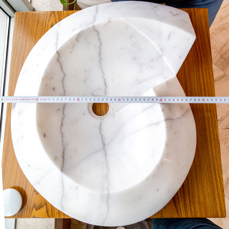 Gobek Carrara Marble Helix Shape Stone Sink Polished