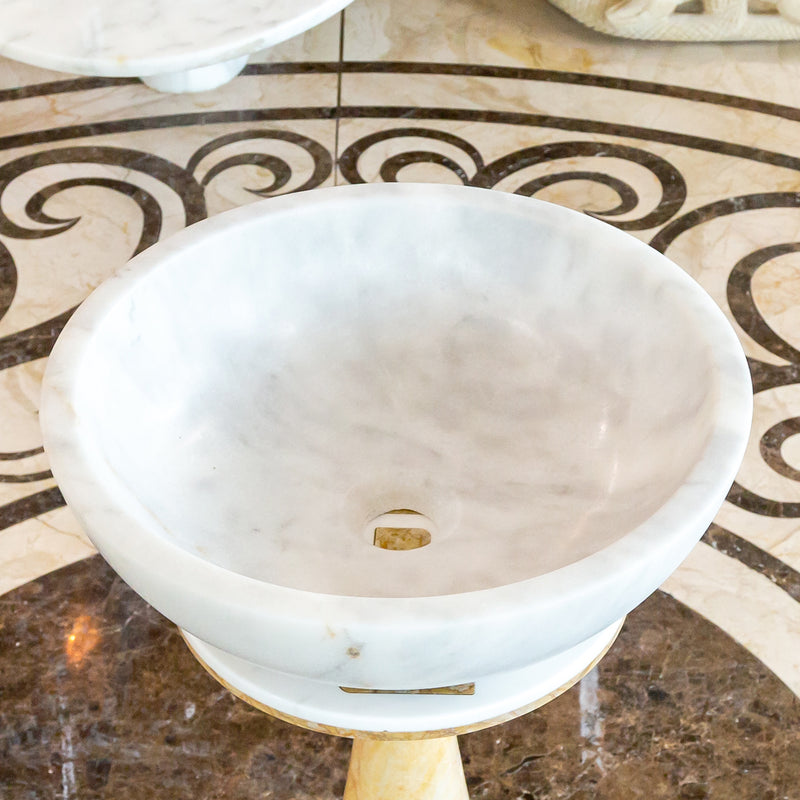 Gobek Carrara White Natural Stone Marble Vessel Sink Polished