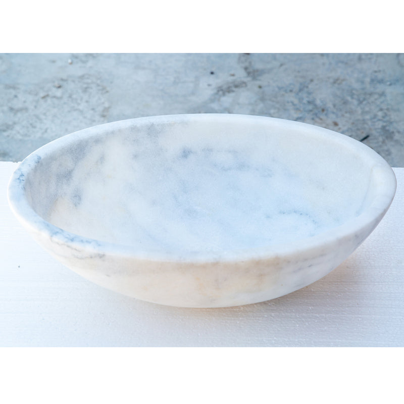 Gobek Carrara White Marble Natural Stone Oval Vessel Sink