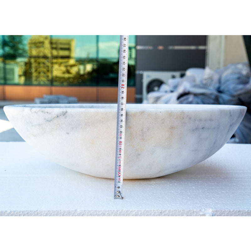 Gobek Carrara White Marble Natural Stone Oval Vessel Sink